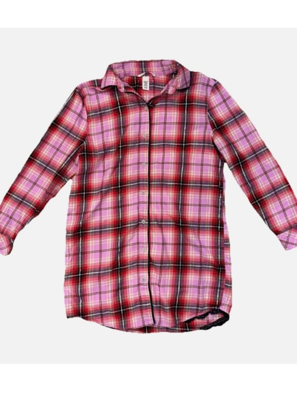 Y2K VTG Victorias Secret Flannel Button Down Dress Women’s Small Pink W Sparkles